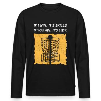 Disc Golf Discgolf Discgolfspieler Geschenk - Männer Premium Bio Langarmshirt - Schwarz - Vorne - Nico (187cm)