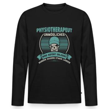 Physiotherapeut Physios | Physiotherapie Geschenk - Männer Premium Bio Langarmshirt - Schwarz - Vorne - Nico (187cm)