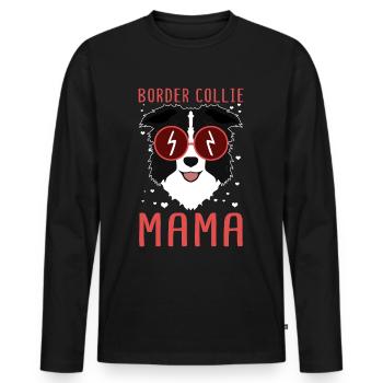 Border Collie Maman propriétaire de chien cadeau - T-shirt manches longues Premium bio Homme - noir - Devant - Nico (187cm)