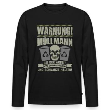 Müllmann Müllabfuhr Müllwerker Mülllader Geschenk - Männer Premium Bio Langarmshirt - Schwarz - Vorne - Nico (187cm)