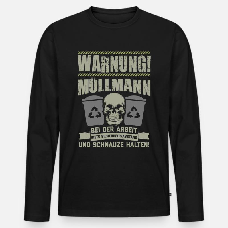 Müllmann Müllabfuhr Müllwerker Mülllader Geschenk - Männer Premium Bio Langarmshirt - Schwarz