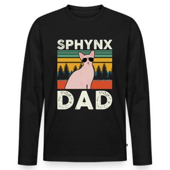 Sphynx papa | Sphinx chat cadeau propriétaire de chat - T-shirt manches longues Premium bio Homme - noir - Devant - Nico (187cm)