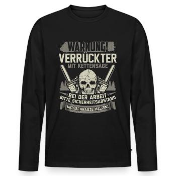 Kettensäge | Motorsäge Säge Holzfäller Geschenk - Männer Premium Bio Langarmshirt - Schwarz - Vorne - Nico (187cm)