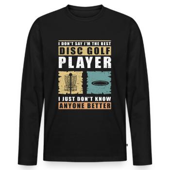 Discgolf Disc Golf Discgolfspieler Geschenk - Männer Premium Bio Langarmshirt - Schwarz - Vorne - Nico (187cm)