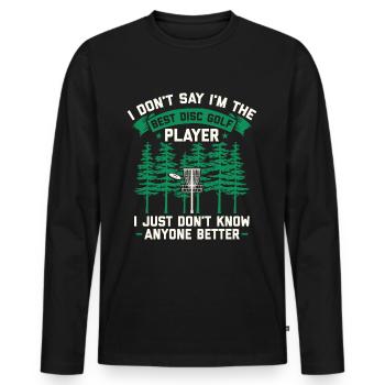Disc Golf Discgolf | Discgolfspieler Geschenk - Männer Premium Bio Langarmshirt - Schwarz - Vorne - Nico (187cm)