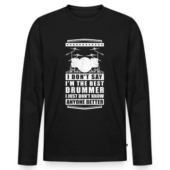 Percussionniste | Le cadeau de Drummer - T-shirt manches longues Premium bio Homme - noir - Devant - Nico (187cm)