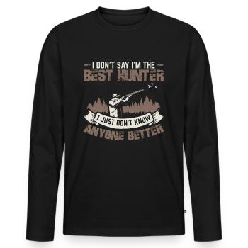 Hunter Hunting Hunter Hunting Happiness Gift - Men's Premium Organic Long Sleeve Shirt - black - Front - Nico (187cm)