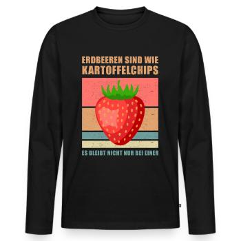 Erdbeeren Erdbeere Garten Vegan Gärtner Geschenk - Männer Premium Bio Langarmshirt - Schwarz - Vorne - Nico (187cm)