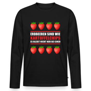 Erdbeeren Erdbeere Vegan Gärtner Garten Geschenk - Männer Premium Bio Langarmshirt - Schwarz - Vorne - Nico (187cm)