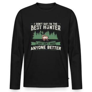 Hunter Hunting | Hunting Hunter Hunting Happiness Gift - Men's Premium Organic Long Sleeve Shirt - black - Front - Nico (187cm)