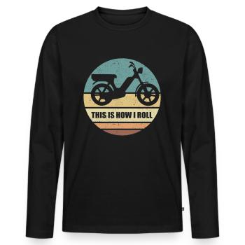 Moped Mofas Moped Rider Moped Mopeds Gift - Men's Premium Organic Long Sleeve Shirt - black - Front - Nico (187cm)