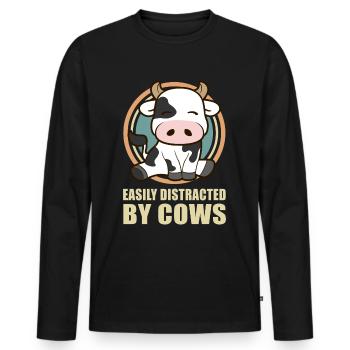 Cows cow cow pattern cow lover cattle gift - Men's Premium Organic Long Sleeve Shirt - black - Front - Nico (187cm)