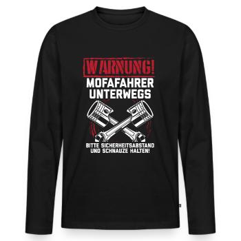 Mofa Moped Mofafahrer Mopedfahrer Mofas Geschenk - Männer Premium Bio Langarmshirt - Schwarz - Vorne - Nico (187cm)