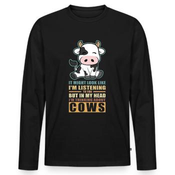 Kühe Kuh | Kuhmuster Rinder Kuhliebhaber Geschenk - Männer Premium Bio Langarmshirt - Schwarz - Vorne - Nico (187cm)