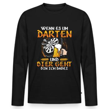 Dart | Darts Darten Dartspieler Darter Geschenk - Männer Premium Bio Langarmshirt - Schwarz - Vorne - Nico (187cm)