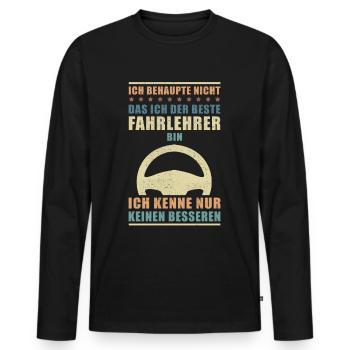 Fahrlehrer | Fahrschule Fahrschullehrer Geschenk - Männer Premium Bio Langarmshirt - Schwarz - Vorne - Nico (187cm)