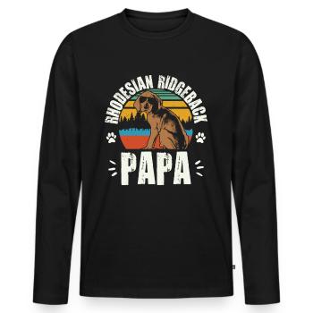 Rhodesian Ridgeback papa propriétaire de chien cadeau - T-shirt manches longues Premium bio Homme - noir - Devant - Nico (187cm)