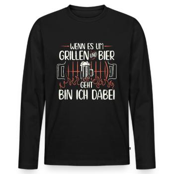 Grillen BBQ Griller Grillsaison Grill Geschenk - Männer Premium Bio Langarmshirt - Schwarz - Vorne - Nico (187cm)