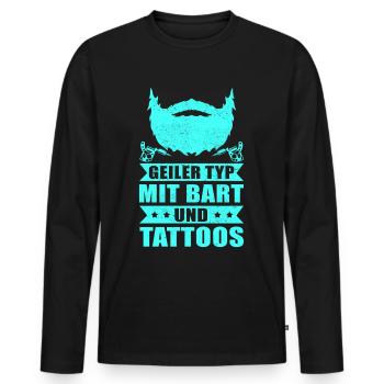 Geiler Typ mit Bart Tattoos Bartig Bärte Geschenk - Männer Premium Bio Langarmshirt - Schwarz - Vorne - Nico (187cm)
