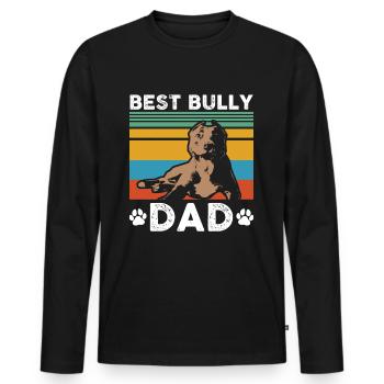 American Bully Dad | Dog Dog Owner Gift - Men's Premium Organic Long Sleeve Shirt - black - Front - Nico (187cm)