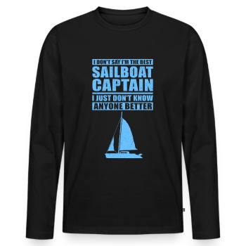 Sailing Sailboat Captain Sailor Skipper Gift - Men's Premium Organic Long Sleeve Shirt - black - Front - Nico (187cm)