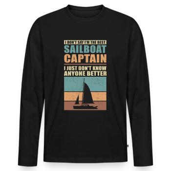 Voilier voilier capitaine skipper marin cadeau - T-shirt manches longues Premium bio Homme - noir - Devant - Nico (187cm)