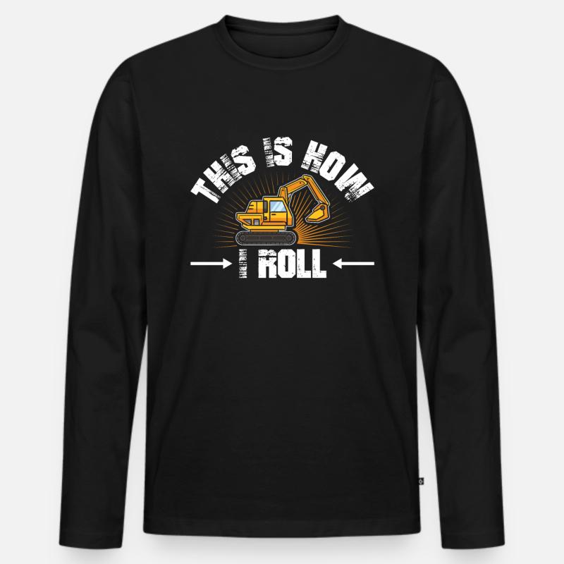 Baggerfahrer Baggern Baggerführer Bagger Geschenk - Männer Premium Bio Langarmshirt - Schwarz