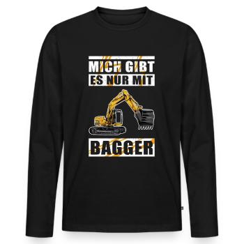 Baggerfahrer Baggerführer Baggern Bagger Geschenk - Männer Premium Bio Langarmshirt - Schwarz - Vorne - Nico (187cm)