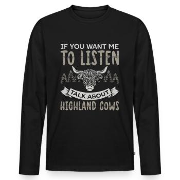Les highlands écossais | Highland Cow Cadeau - T-shirt manches longues Premium bio Homme - noir - Devant - Nico (187cm)