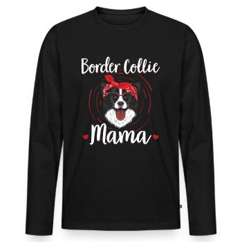 Border Collie Mama Collies Dog Owner Gift - Men's Premium Organic Long Sleeve Shirt - black - Front - Nico (187cm)