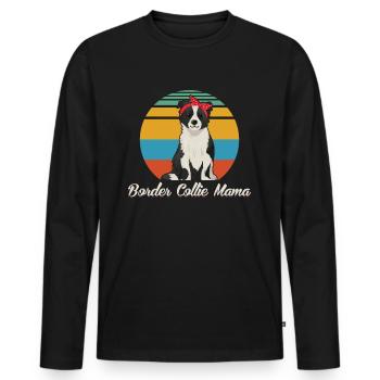 Cadeau de colley de propriétaire de chien de maman de border collie - T-shirt manches longues Premium bio Homme - noir - Devant - Nico (187cm)