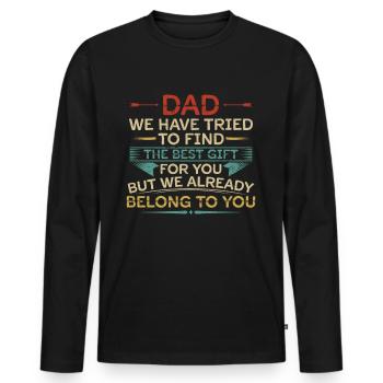 Papa Geburtstag Vatertag Geschenkidee Geschenk - Männer Premium Bio Langarmshirt - Schwarz - Vorne - Nico (187cm)