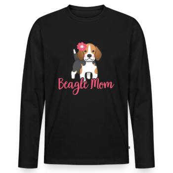 Beagle Mom dog owner mistress gift - Men's Premium Organic Long Sleeve Shirt - black - Front - Nico (187cm)
