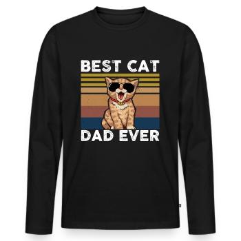 Meilleur Cat Dad Ever Chat Félin cadeau - T-shirt manches longues Premium bio Homme - noir - Devant - Nico (187cm)