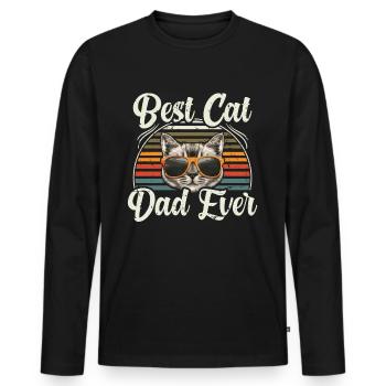 Meilleur Cat Dad Ever Félins - T-shirt manches longues Premium bio Homme - noir - Devant - Nico (187cm)