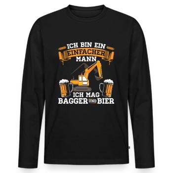 Baggerfahrer | Baggerführer Bagger Geschenk - Männer Premium Bio Langarmshirt - Schwarz - Vorne - Nico (187cm)