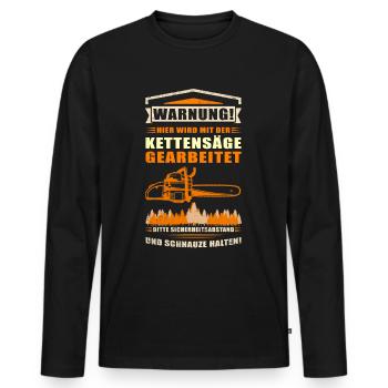 Kettensäge Motorsäge Forstarbeiter Sägen Geschenk - Männer Premium Bio Langarmshirt - Schwarz - Vorne - Nico (187cm)