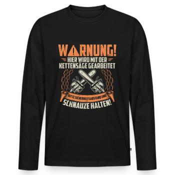 Kettensäge | Motorsäge Kettensägen Geschenk - Männer Premium Bio Langarmshirt - Schwarz - Vorne - Nico (187cm)