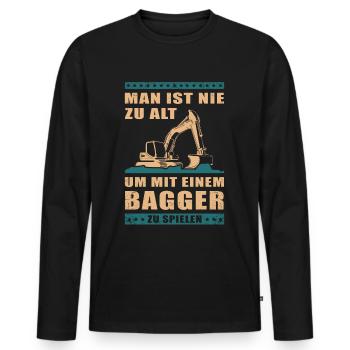 Baggerfahrer Baggerführer Baggern Bagger Geschenk - Männer Premium Bio Langarmshirt - Schwarz - Vorne - Nico (187cm)