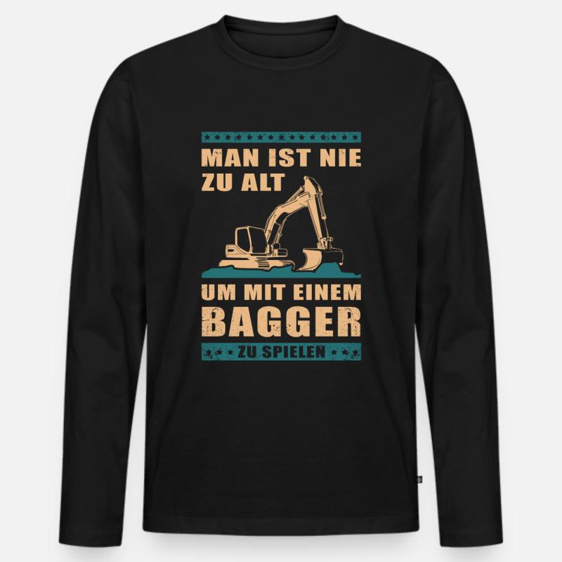 Baggerfahrer Baggerführer Baggern Bagger Geschenk - Männer Premium Bio Langarmshirt - Schwarz