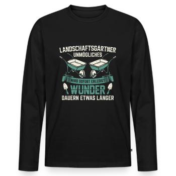 Landschaftsgärtner Gärtner | Gartenbau Geschenk - Männer Premium Bio Langarmshirt - Schwarz - Vorne - Nico (187cm)