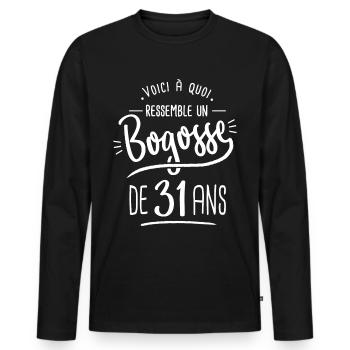 bogosse 31 ans cadeau humour anniversaire 31 ans - T-shirt manches longues Premium bio Homme - noir - Devant - Nico (187cm)