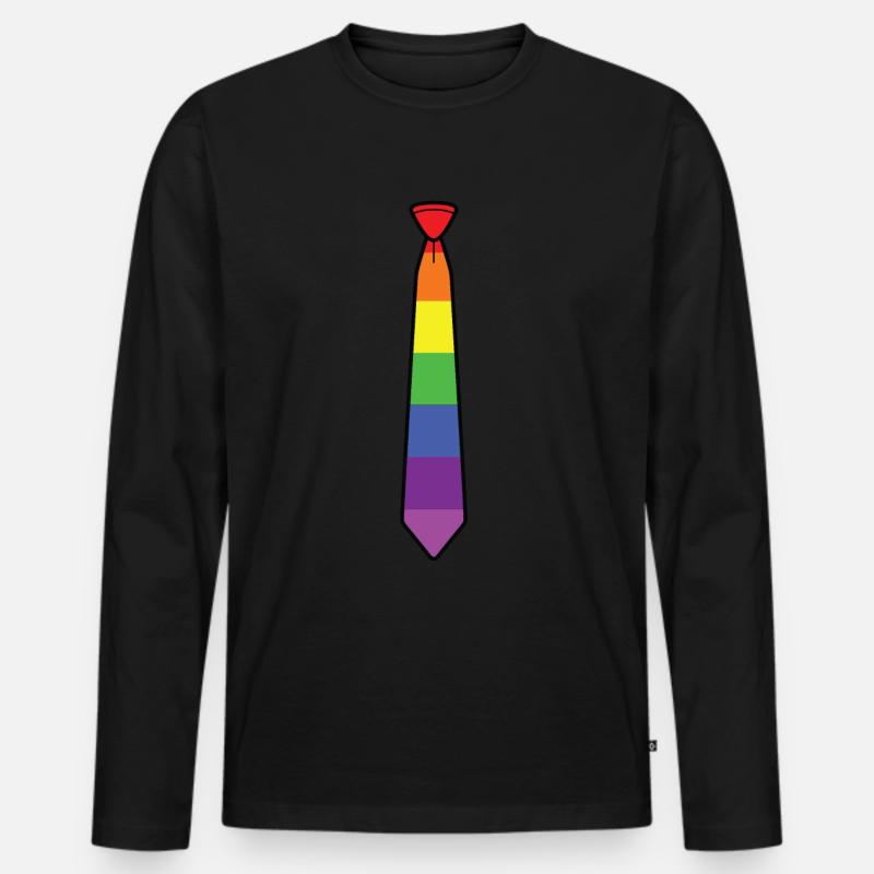 Krawatte Regenbogen Bunt Geschenk - Männer Premium Bio Langarmshirt - Schwarz