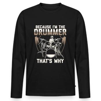 Drummer Drums Drummer Drummer Gift - Men's Premium Organic Long Sleeve Shirt - black - Front - Nico (187cm)