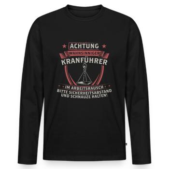Kranführer Kranfahrer Kran Geschenk - Männer Premium Bio Langarmshirt - Schwarz - Vorne - Nico (187cm)