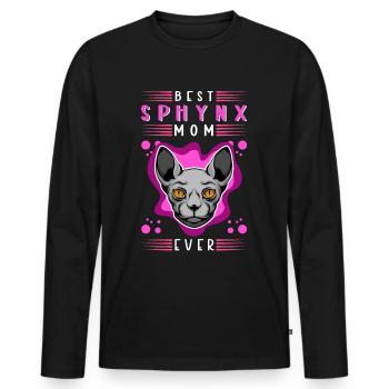 Sphynx mom chat Sphinx propriétaire de chat cadeau - T-shirt manches longues Premium bio Homme - noir - Devant - Nico (187cm)