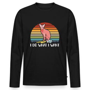 Sphynx chat Sphinx cadeau amoureux des chats - T-shirt manches longues Premium bio Homme - noir - Devant - Nico (187cm)