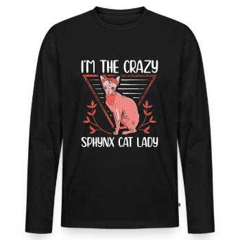 Sphynx chat Sphinx propriétaire de chat cadeau - T-shirt manches longues Premium bio Homme - noir - Devant - Nico (187cm)