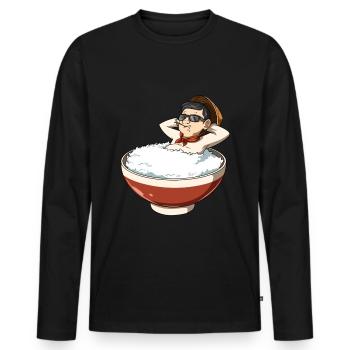 Reis Asiatisch Foodie Geheimnis Chinesisch - Männer Premium Bio Langarmshirt - Schwarz - Vorne - Nico (187cm)
