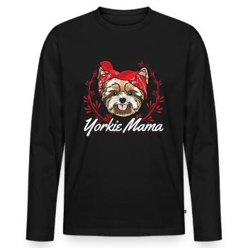 Yorkie Mama Yorkshire Terrier cadeau de chien - T-shirt manches longues Premium bio Homme - noir - Devant - Nico (187cm)